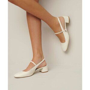Reformation Maddox Slingback Heel White Leather Size 7
